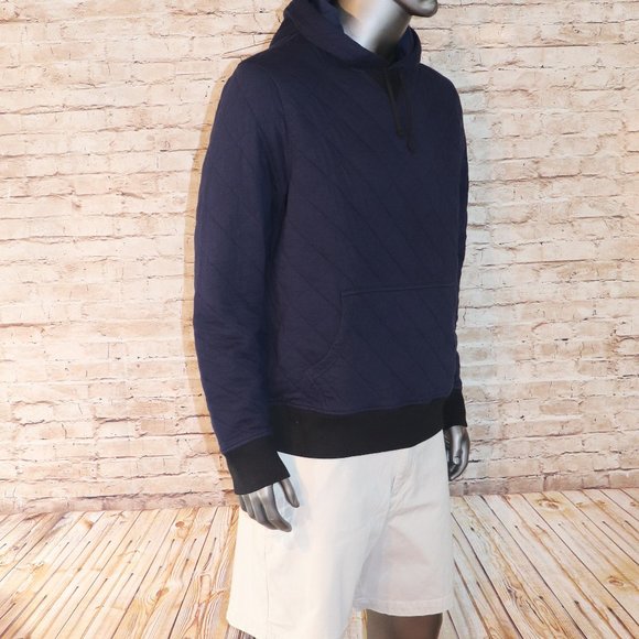 J.CREW MEN'S FLEECE QUILTED XL NAVY HOODIE NWT - Picture 6 of 9